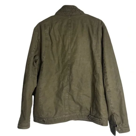 Levi's Men's Knit Collar Cotton Canvas Shell Trucker Jacket Olive LARGE - Picture 2 of 10